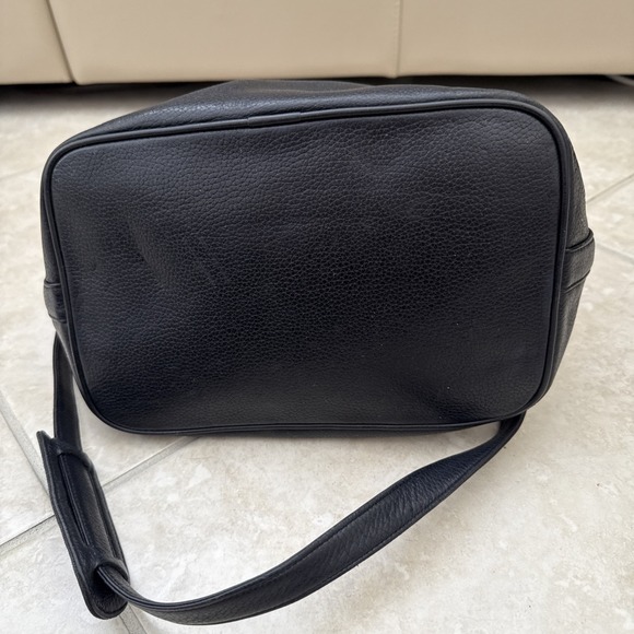 MCM Vintage Black Leather Drawstring Bucket Bag Purse Rare Large Boho‎ Hippie - Picture 6 of 16